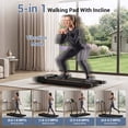 thumbnail image 4 of SONITU 5-in-1 Walking Pad with Vibration Plate & 14% Incline, 3.0HP Walking Pad with Handle Bar, Portable Under Desk Treadmill for Home,265LBS Capacity, 4 of 9