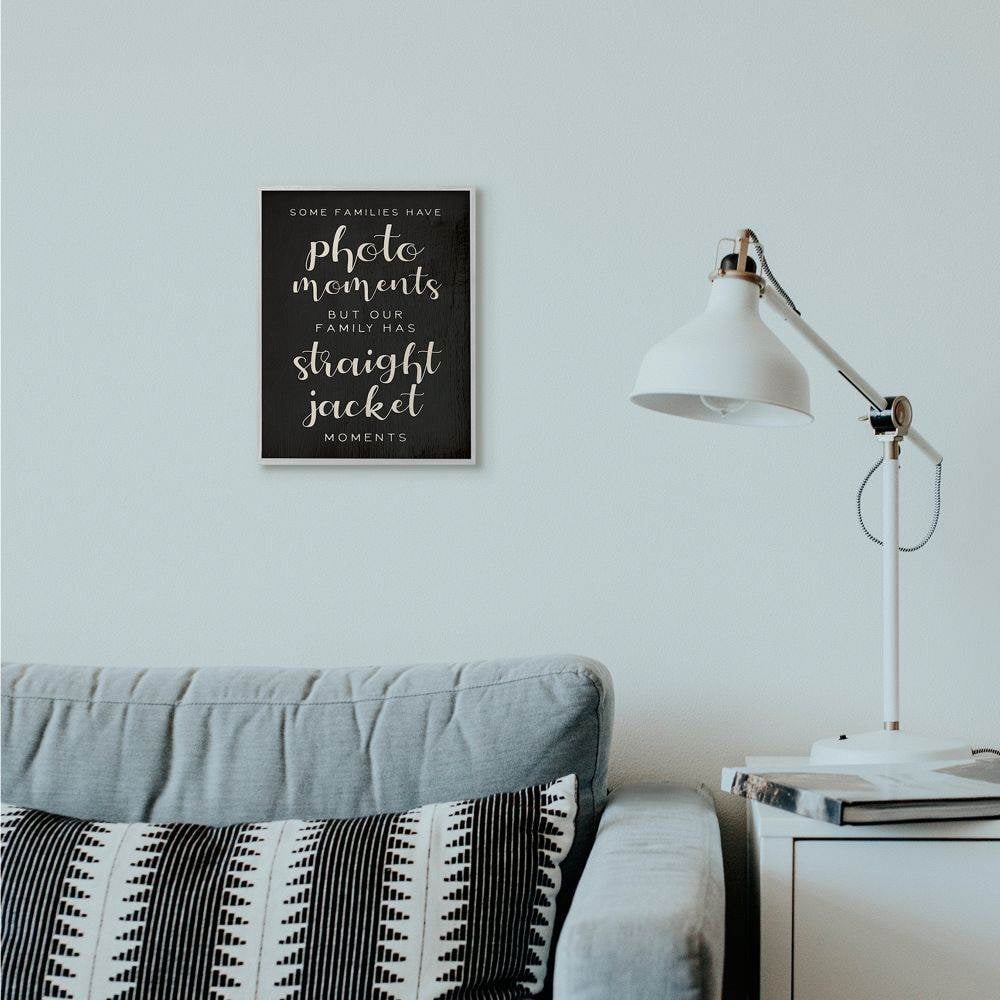 Stupell Industries Straight Jacket Moments Funny Family Word Black Design Framed Wall Art by Daphne Polselli