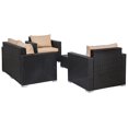thumbnail image 4 of Palms Black 4-Piece Wicker Contemporary Sofa Set with Cushions, 4 of 10