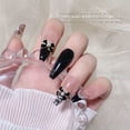 thumbnail image 3 of Decoración de uñas estilo Chanel, aleación, joyas, aceite, gota, perla, lazo, blanco y negro, simple, estilo francés, 3 of 5