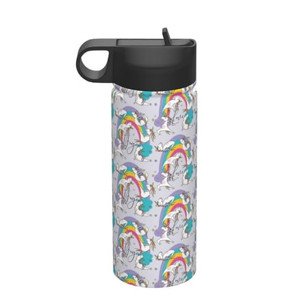 

Adobk Unicorn DoingYoga Print Water Bottle 18oz Sports Insulated Kettle for Cycling Gym Basketball Outdoor Suitable as a Present