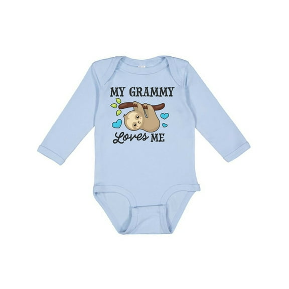 Inktastic My Grammy Loves Me with Sloth and Hearts Boys or Girls Long Sleeve Baby Bodysuit