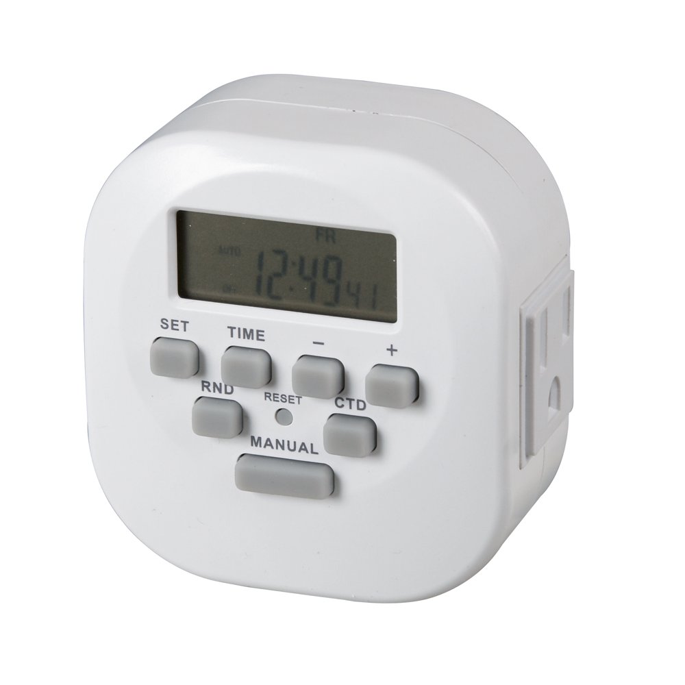 Westek TE06WHB 2 Outlet Digital Timer with 2 Grounded Outlet Walmart