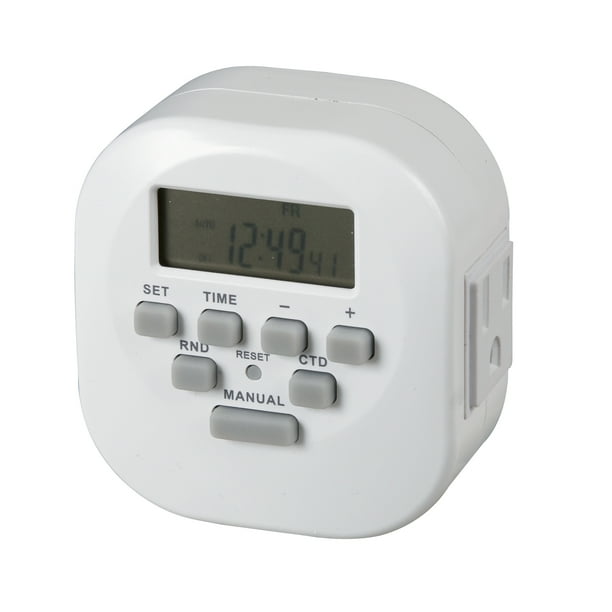 Westek TE06WHB 2 Outlet Digital Timer with 2 Grounded Outlet Walmart
