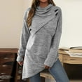thumbnail image 1 of WREESH Women Casual Solid Color Turtleneck Long Sleeve Button Jacket Spliced Knit Sweater, 1 of 5