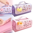 thumbnail image 4 of BESEW7 Large Capacity Pencil Case Pouch Pen Holder for Home Office Use Cute Marker Case with Compartments, Large Pencil Pouch Organizer, Special Pencil Box Pink, 4 of 9