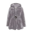 thumbnail image 5 of UTSJKR Women's Faux Fur Hooded Coat Hooded Winter Warm Jacket Elegant Solid Long Sleeve Plush Outerwear Fluffy Overcoat Gray XXXXL, 5 of 6