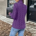 thumbnail image 4 of DDAPJ pyju Turtleneck Sweaters Womens Long Sleeve Cable Knit Jumper Tops Chunky Pullover Sweater Purple L, 4 of 9
