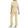 thumbnail image 4 of WULMLEO 2 Piece Scrub Sets for Women Short Sleeve Petite Scrubs Outfits Stretch V Neck Working Nurse Uniform Shirts and Joggers Soft Comfortable Fashion Medical Nursing Workwear Beige L, 4 of 4
