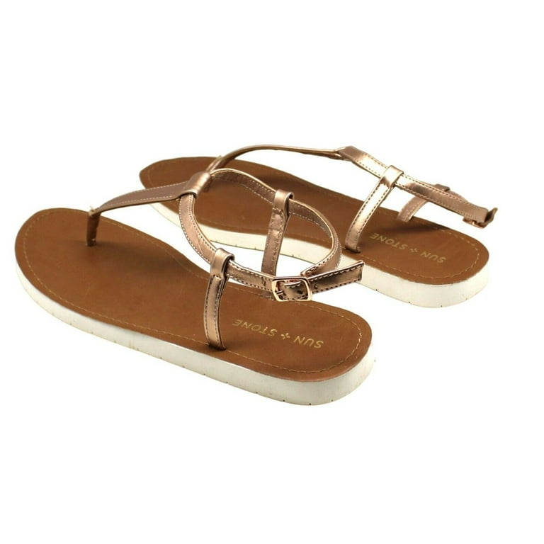 Sun + Stone Kristi T-Strap Flat Sandals - Walmart.com Sun + Stone Kristi T-Strap Flat Sandals - Walmart.com
