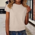 thumbnail image 3 of ManxiVoo Women's Short Sleeve Wool Blend Pullover Sweater Lightweight Knit Top for Fall Layering Essentials L Size Beige, 3 of 5