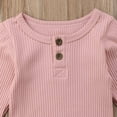 thumbnail image 6 of WIBACKER Newborn Unisex Baby Romper Infant Solid Ribbed Long Sleeve Bodysuit 1Pcs, 6 of 8