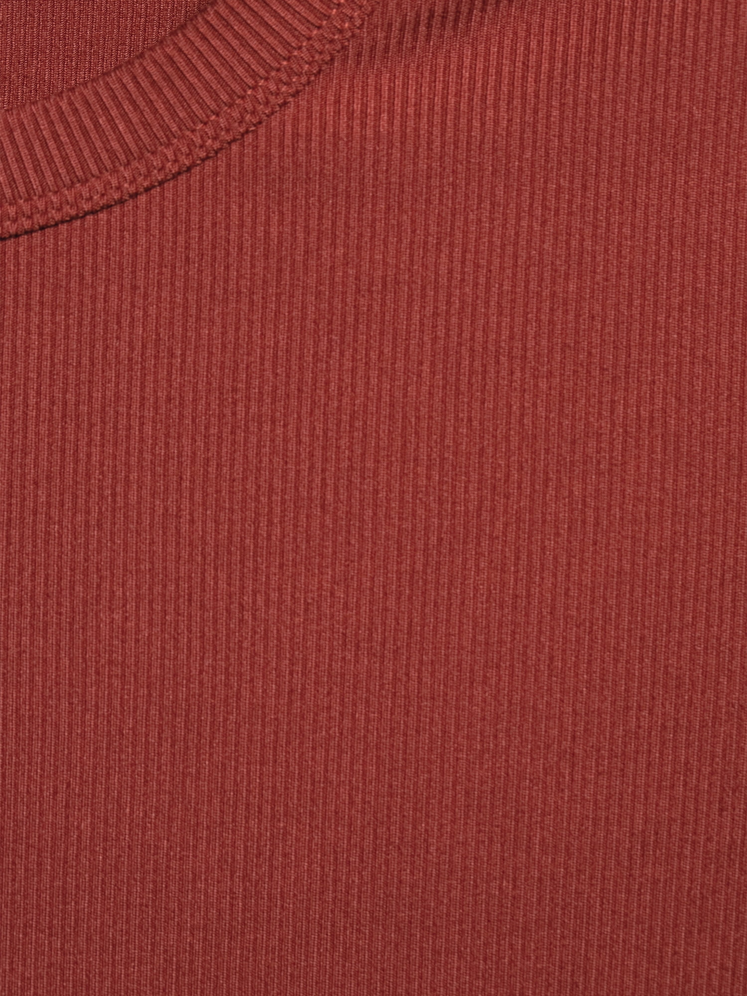 No Boundaries Ribbed Crewneck Tee with Long Sleeves, Women's