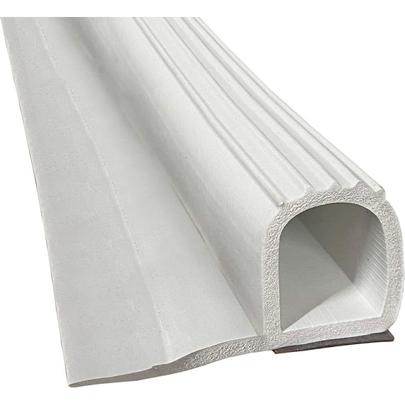 RV Trailer Slide Out Wiper Seal with Adhesive Auto Marine D Rubber Weather Seal (White, 30 Foot)