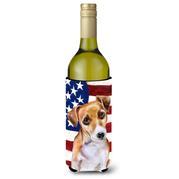 Carolines Treasures BB9713LITERK Jack Russell Terrier 2 Patriotic Wine Bottle Beverge Insulator Hugger  Wine Bottle
