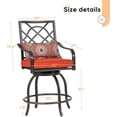 thumbnail image 5 of SUNCROWN Patio Swivel Chairs Outdoor Metal High Bar Stools Set of 2, 5 of 7