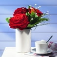 thumbnail image 2 of Enova Home Mixed Velvet Rose Flower Arrangement in White Ceramic Vase, 2 of 3