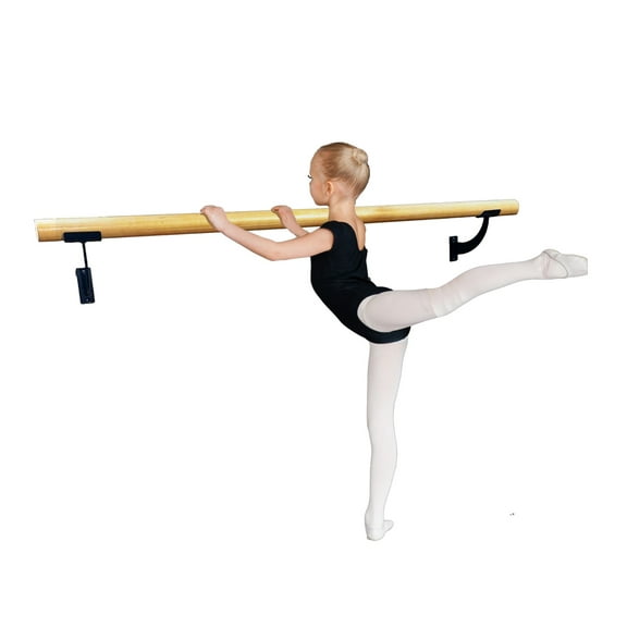 Balançoire Premium Ballet Barre One Solid 5 FT Long Bar Fixed Height 2.0” Diameter   Open Brackets Wall Mounted Black Set | For Kids/Adults, Home/Studio Ballet Bar, Stretch Bar for Dancing/Stretching