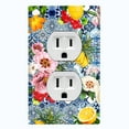thumbnail image 1 of Metal Light Switch Plate Cover Colorful Flowers Fancy Blue Tile Pattern TIL010, 1 of 13