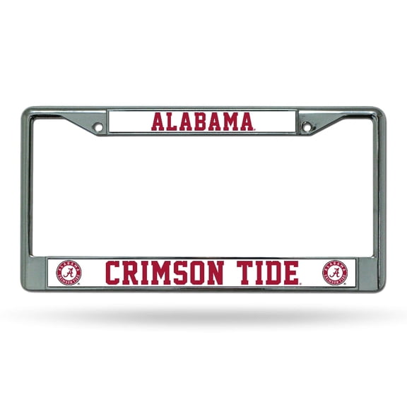 Alabama-Crimson-Tide Chrome - 12" x 6" Standard Size - Chrome Metal License Plate Frame