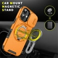 thumbnail image 6 of Case for iPhone 12 6.1-inch, Built In Slide Camera Cover & Rotatable Kickstand Sliding Ring Heavy Duty ShockProof Protective Case for iPhone 12,Orange,For iPhone 12, 6 of 10