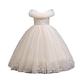 thumbnail image 5 of BFHHYA Girls Tulle Dresses Lace Off Shoulder Long Dress Wedding Birthday Flower Girl Dresses Size 3-14 Years, 5 of 5