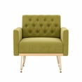 thumbnail image 3 of Sillón de terciopelo Sofá único Sillas de lectura laterales tapiceadas modernas con brazo y pierna de metal de oro para sala de estar dormitorio, 3 of 4