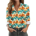thumbnail image 2 of WCMZJ Button Down Shirts for Women Dressy Floral Printed Long Sleeve Blouse Business Casual Work Tops Green M, 2 of 4