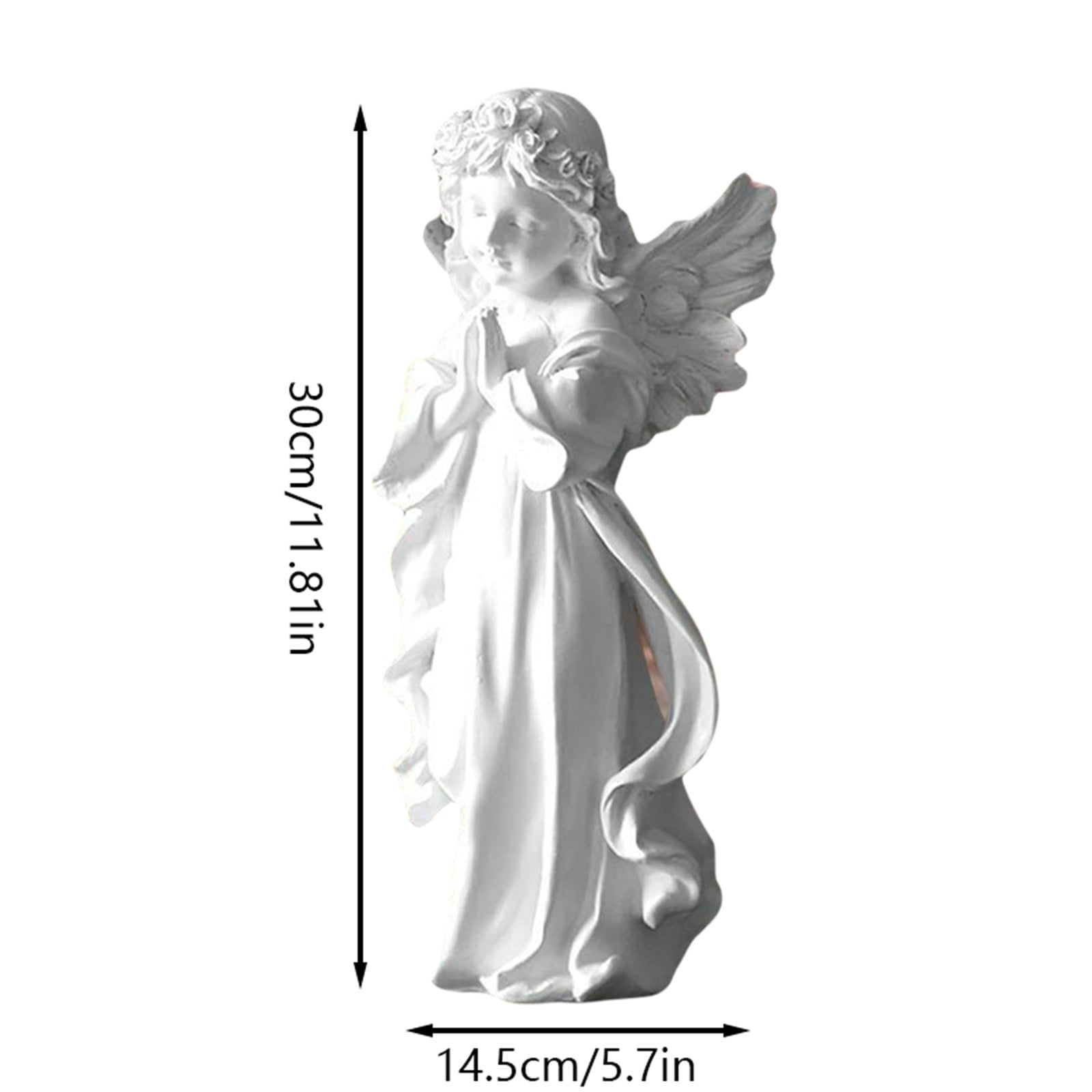 Resin Angel Figurine with Flowers - Adorable Fairy Prayer Girl Statue, Cherub Sculpture for Outdoor Garden, Indoor Shelf, Cabinets, and Home Decor Ornaments