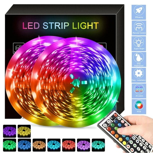Frigøre Aske hvis SUGIFT 32.8 FT LED light strip 5050 300 LED 44 Keys IR Remote Control  Waterproof Color Changing - Walmart.com