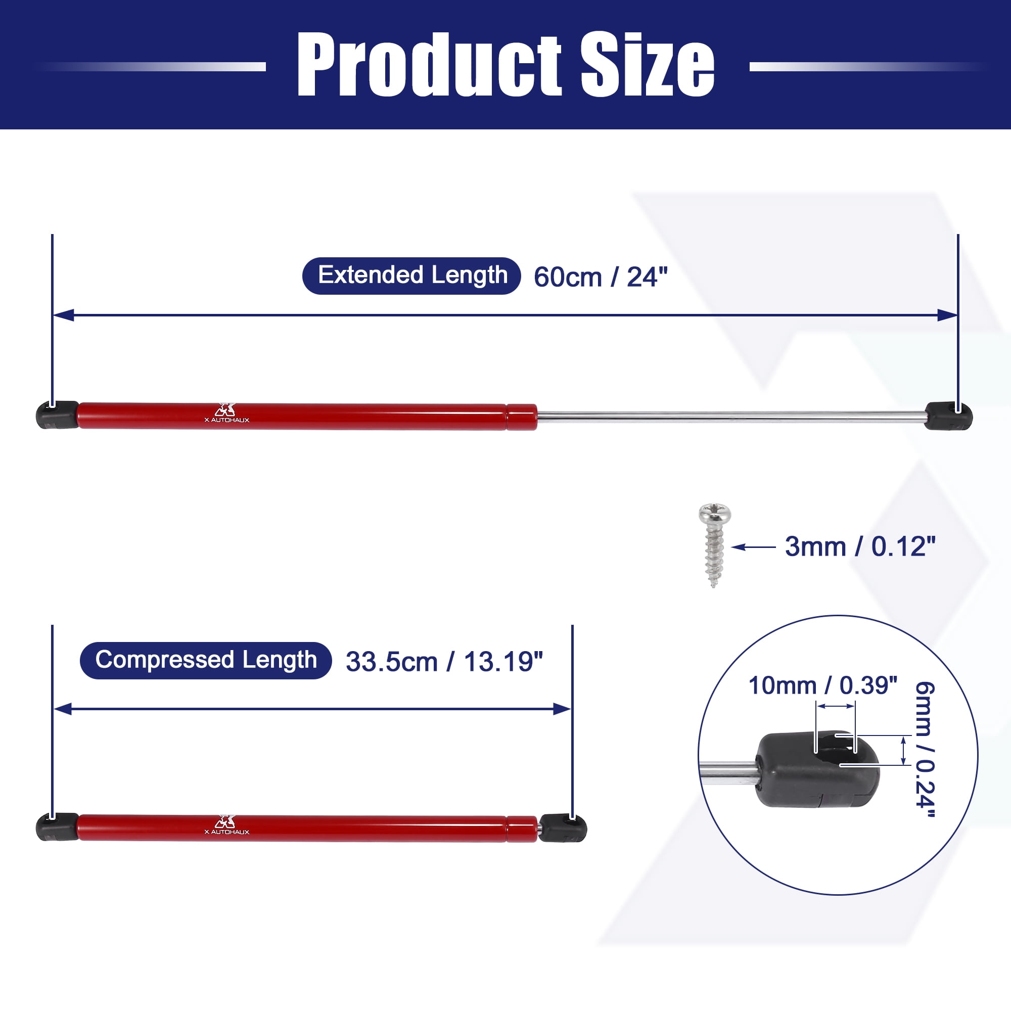 Unique Bargains 24 Inch 392N/88Lbs Gas Struts Lift Supports Lid Stay Red Car RV Cabinet
