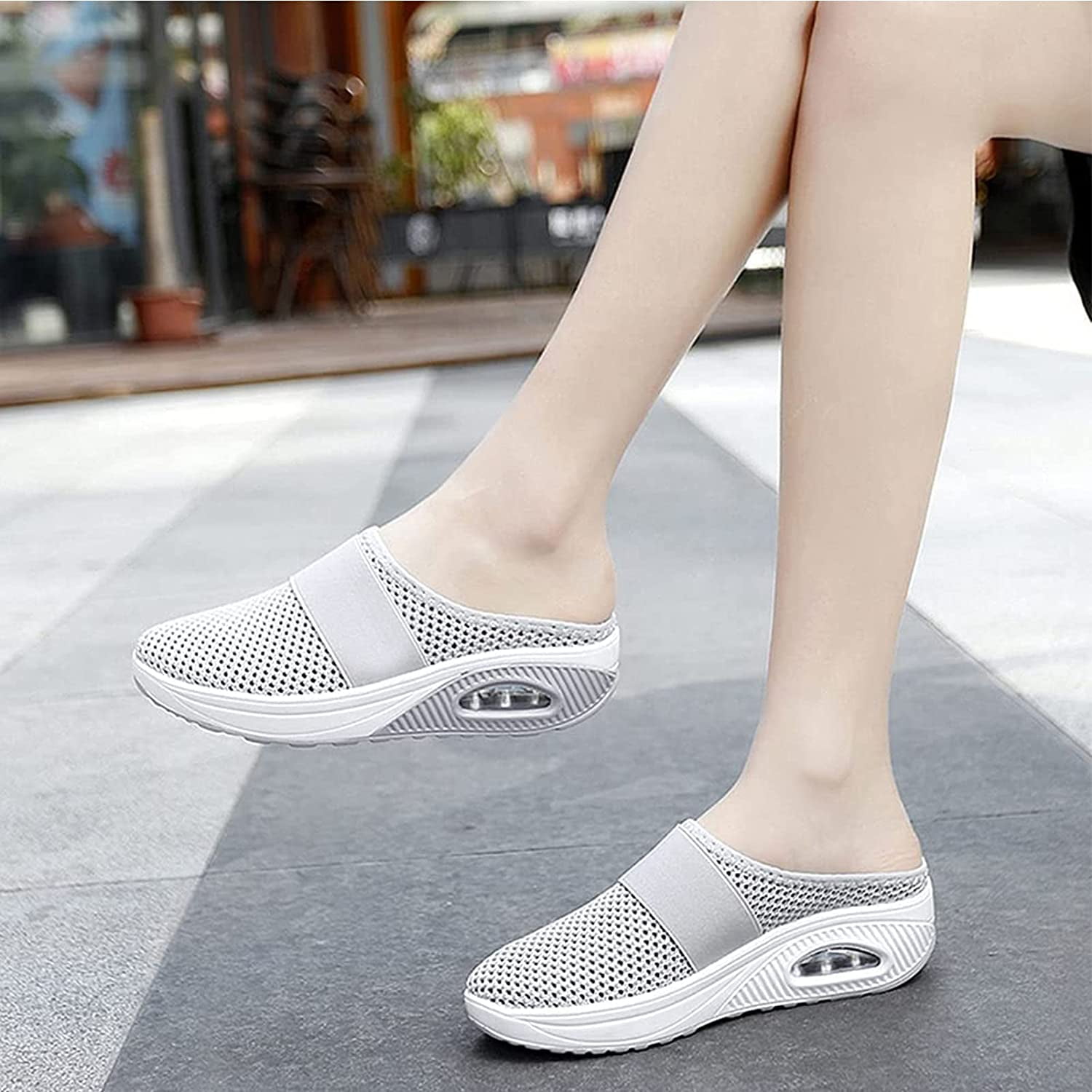 A,35 SGHD Air Cushion Slip-On Orthopedic Diabetic Walking Shoes,Mens and Womens Half Slippers,Breathable with Arch Support Outdoor Knit Casual Shoes 