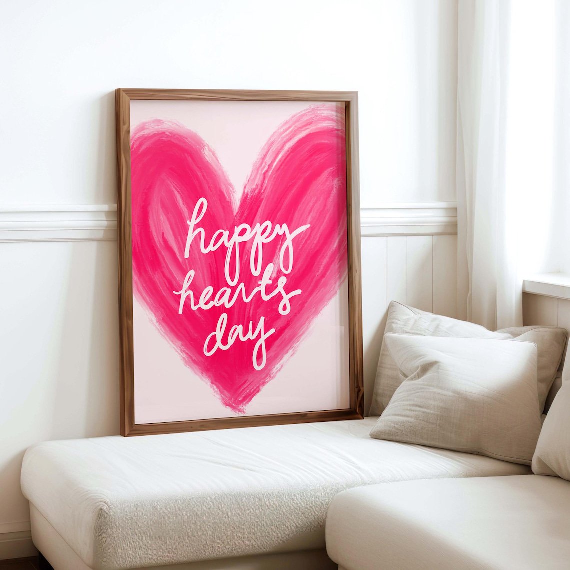 Happy Hearts Day Wall Art Print Rose Valentine Decor