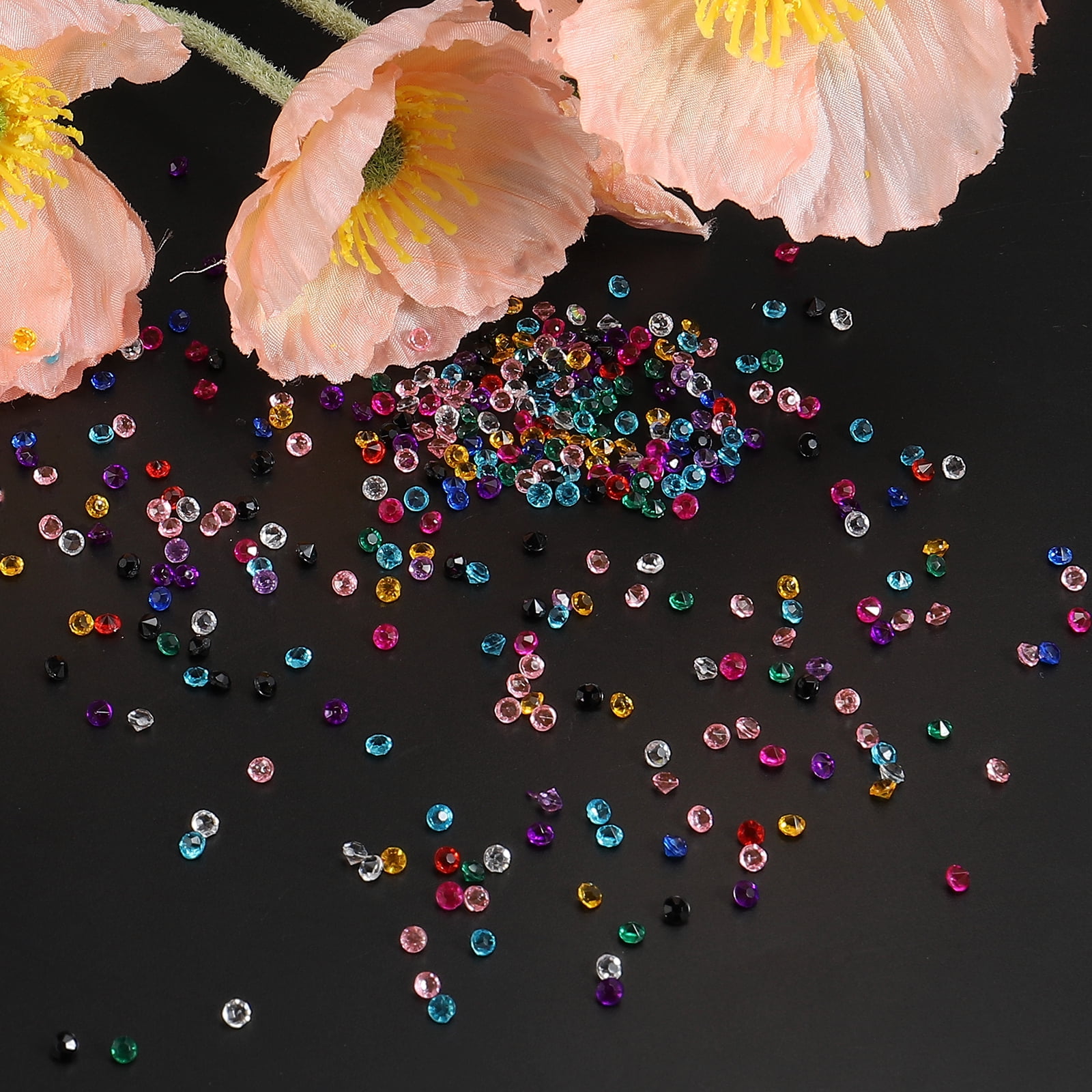 Unique Bargains Acrylic Wedding Diamonds Table Scatter Gems for Bridal Shower Rose Red