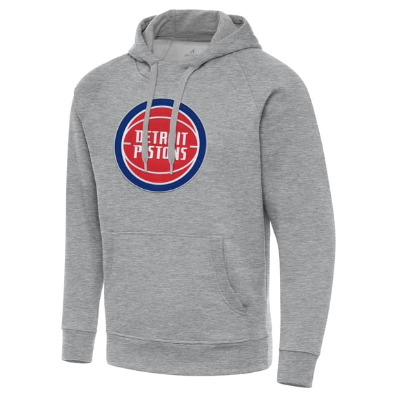 Men's Antigua Heather Gray Detroit Pistons Big & Tall Victory Raglan Pullover Hoodie