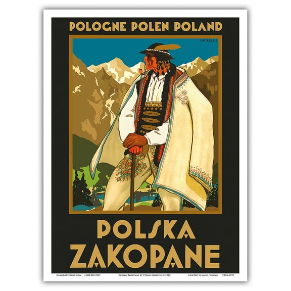 Zakopane Poland (Polska Pologne Polen) - Tatras Mountains - Vintage Travel Poster by Stefan Norblin c.1925 - Master Art Print (Unframed) 9in x 12in