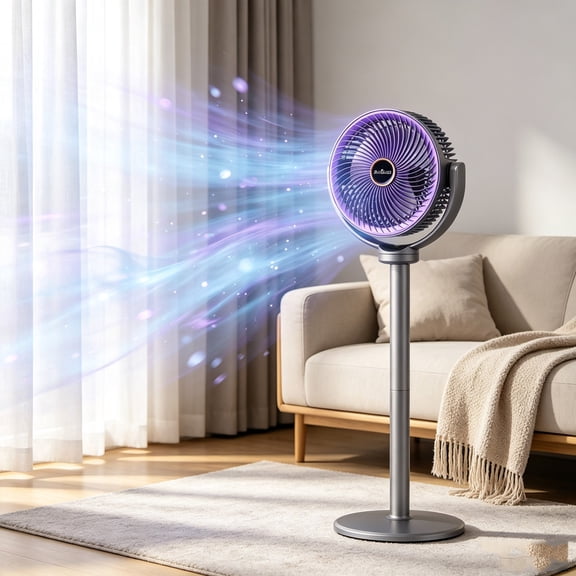 Rechargeable Floor Fan with 5-Speed Wind Control, Portable Table & Standing Fan, Large Battery Air Circulator for Bedroom & Office