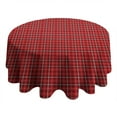 thumbnail image 4 of Red Christmas Plaid Pattern Round Tablecloth 60"x60",Wrinkle Wipeable Table Cloth for Kitchen Dining Room Picnic Patio Party, 4 of 6