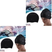 2 Pack Flexible Swimming Cap Water Dropping Black Waterproof Adult Women's Miss