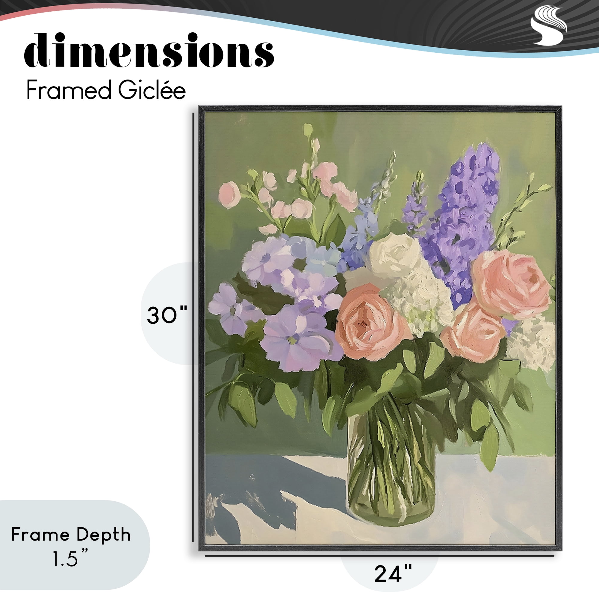 Stupell Industries Mixed Roses & Lilacs Bouquet Black Framed Giclee Art, design by The Prints Vibe