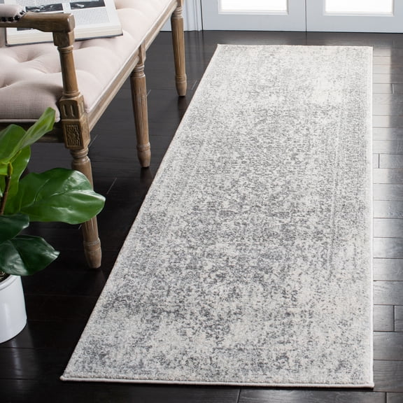 SAFAVIEH Runner Rug 2'2"x9' - Evoke Collection - Traditional Design, Ivory & Grey, Non-Shedding & Easy Cleaning, Ideal for Living Room, Bedroom, Dining Space, Entryway, Hallway, Kitchen