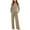 Khaki, variant on Dreluolixuan Comfy Lounge Sets for Women V Neck Button Down Long Sleeve Shirt Solid Drawstring Pants Lightweight Vacation Tracksuits
