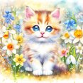 thumbnail image 1 of Pintura de diamante 5D DIY, kit de gato con taladro redondo completo, decoración del hogar, arte artesanal, 30x30cm, 1 of 9