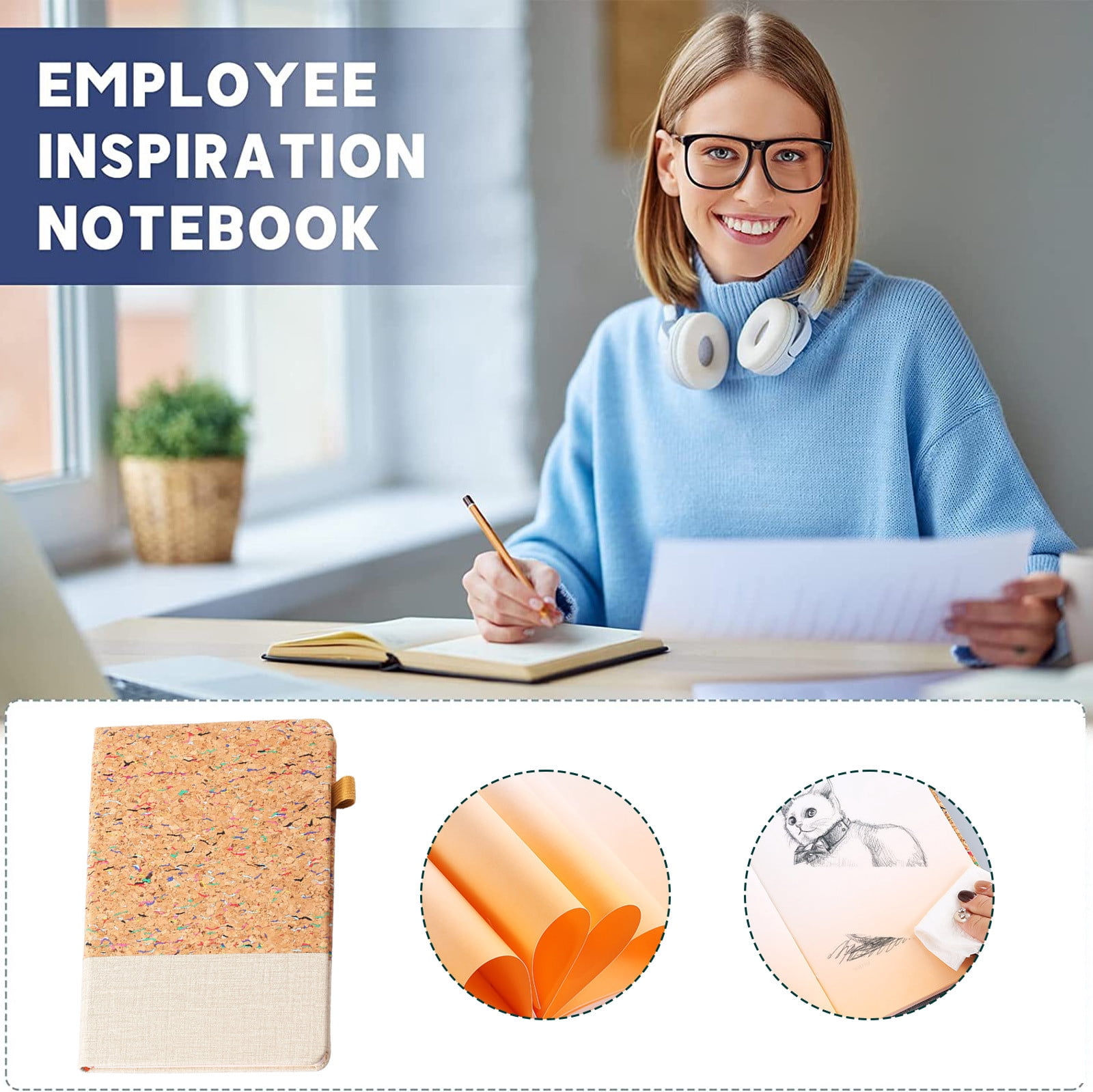 Nkmbld Notebooks for Work A5 Erasable Smart Technology Writing Notebook and 10ml Erasable Pen for Work, Travel, Bible, and Meeting, White