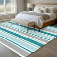 thumbnail image 4 of Non-Slip Rug Pad Rugs Turquoise Gray Striped Rectangle Area Rugs 5x7Ft Soft Carpet Pads for Living Room Kids Room, Geometric Horizontal Stripes, 4 of 9
