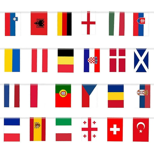 2024 EURO Football Championship Bunting Flags - European Flag Bunting - with 24 Participating Teams Flags for Garden, Bar, Party Decoration