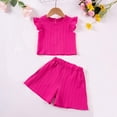 thumbnail image 2 of Valentines Clothes for Baby Girl New Born Dress, Children's Solid Color Small Fly Sleeve Round Neck Top Elastic Waist Shorts Summer Casual Set, 2 of 8