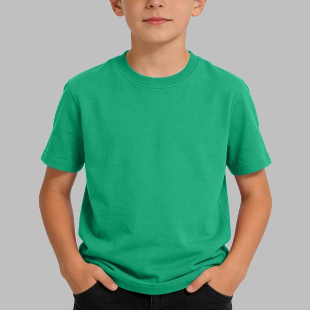 Blusas y camisas de manga corta con cuello redondo para niños, camisetas de manga corta de color liso de talla mediana para niños, camisetas de verano para niños y niñas, camisetas de manga corta con