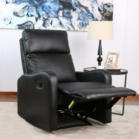 BONZY Recliner Chair Black Leather Chairs for Modern Living Room Durable