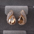 thumbnail image 4 of Gold Plated Crytsal Rhinestone Water Drop Shape Stud Earrings for Women Ear Buckle Earrings, 4 of 13